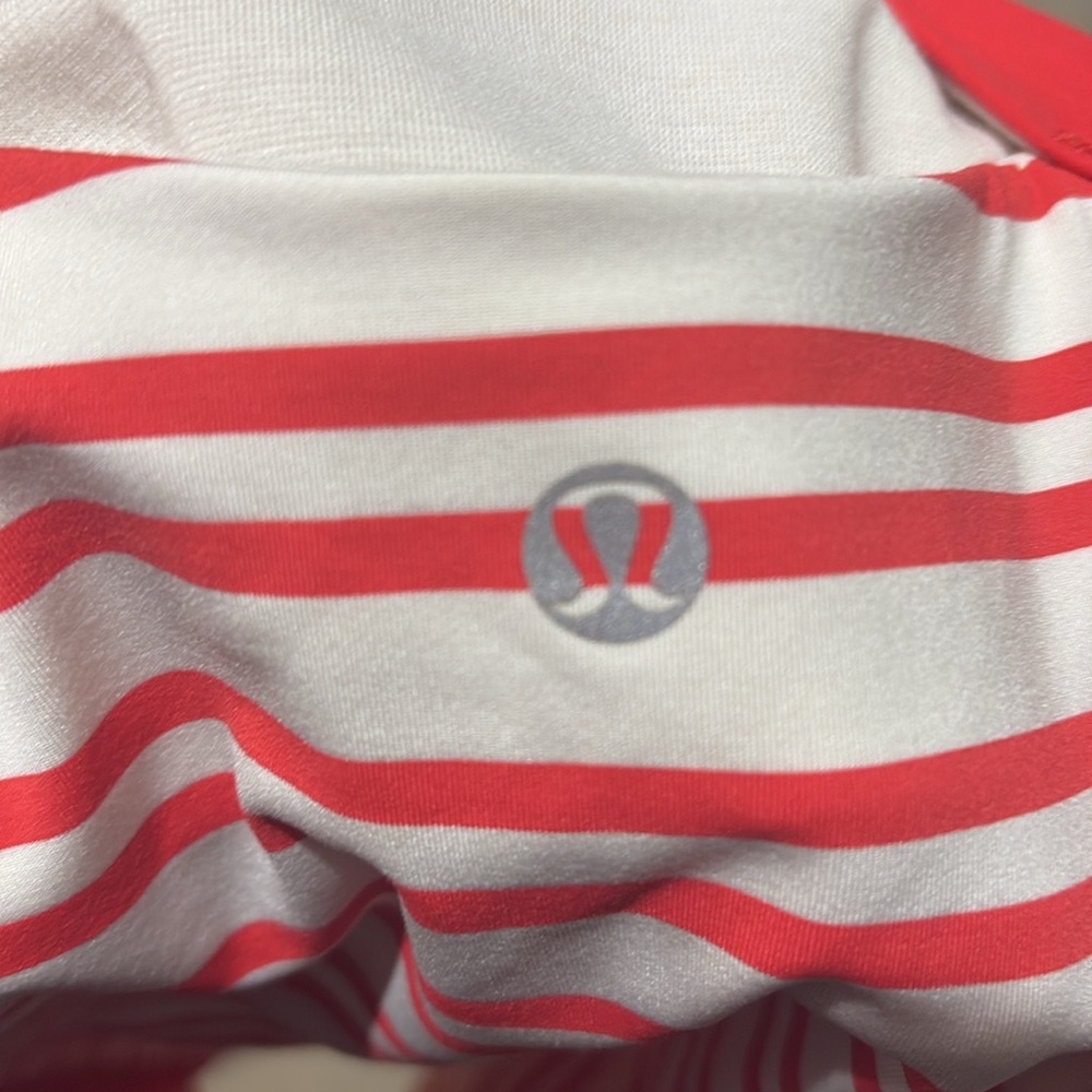 Lululemon XS Tank with built in bra- red and white stripes with one call out❤️ - Picture 6 of 12